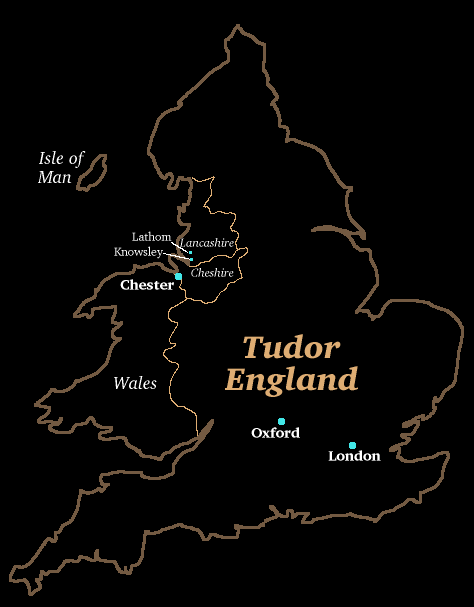 map of Tudor England
