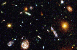 (image
showing deep space view of multiple galaxies)